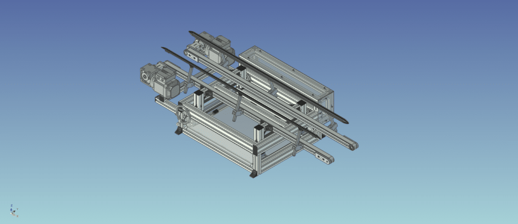 CAD model of adjustable timing belt conveyor