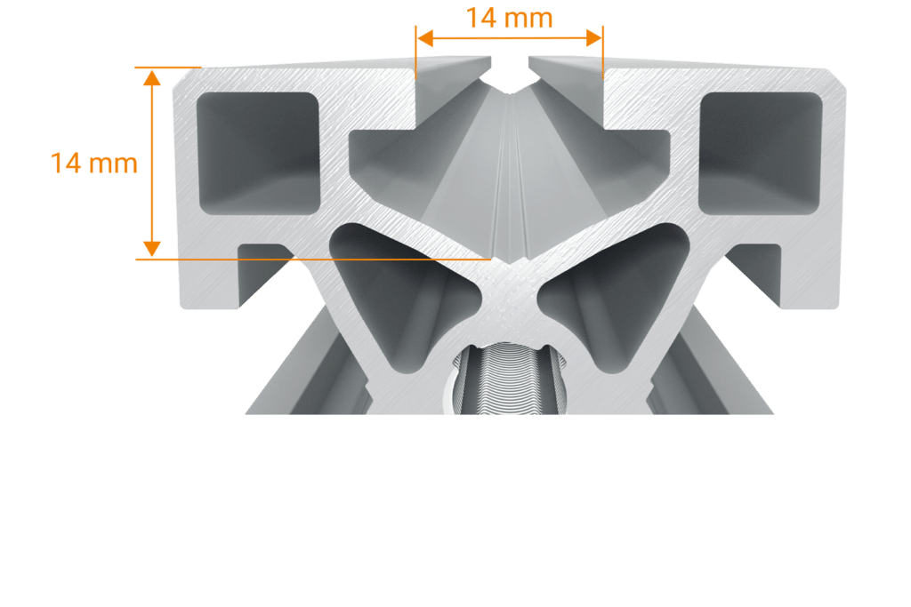 Profilquerschnitt mit 14 mm Profilnut
